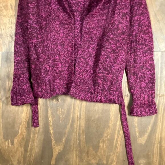 Ann Taylor LOFT Womens Sweater Pink Cardigan Open Belted Front Wool Blend M - Picture 3 of 12